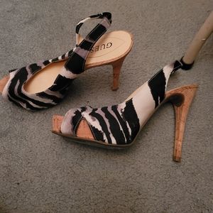 Guess, 4 inch high heels, animal print shoes